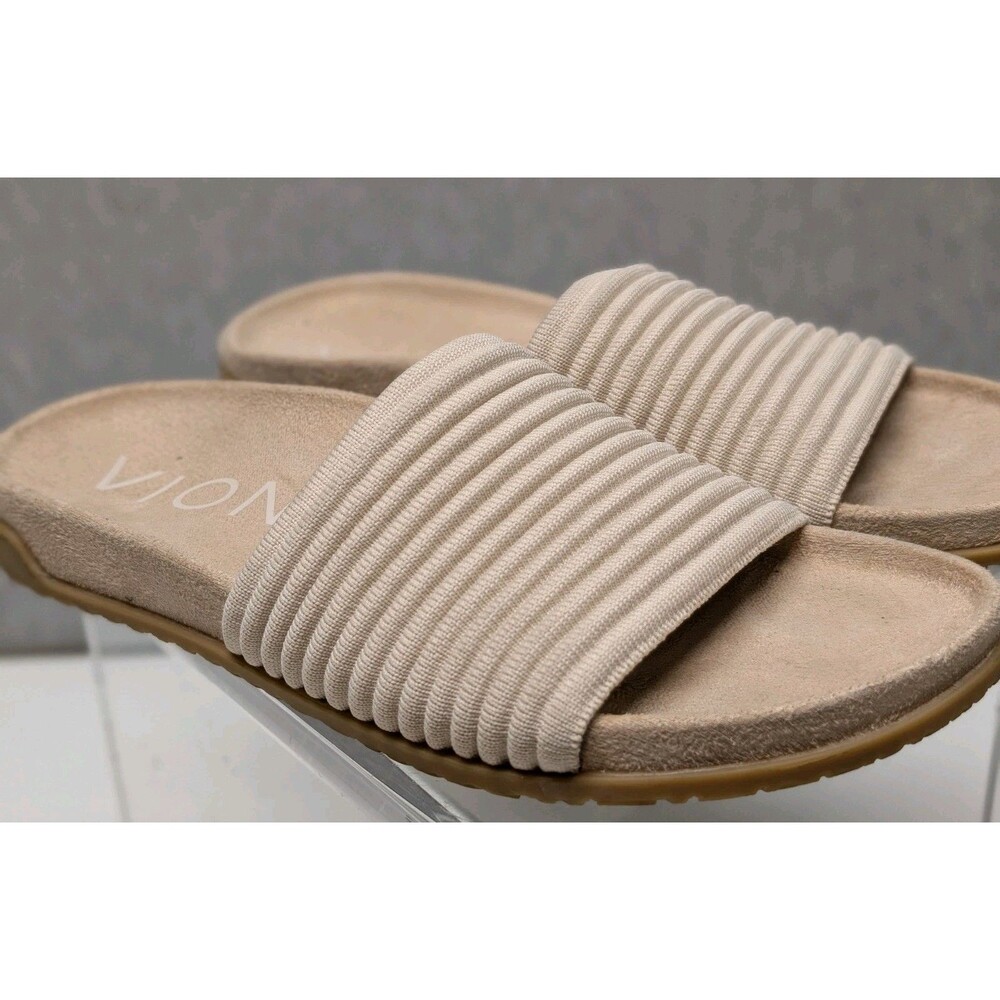 VIONIC Women's Size 8 Evie Knit Slide Sandals Stretch Comfort Arch Support Cream - Picture 4 of 8